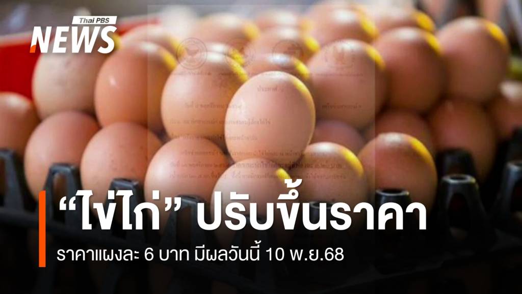 &#8220;ไข่ไก่&#8221; ปรับขึ้นราคาแผงละ 6 บาท มีผลวันนี้ 10 พ.ย.