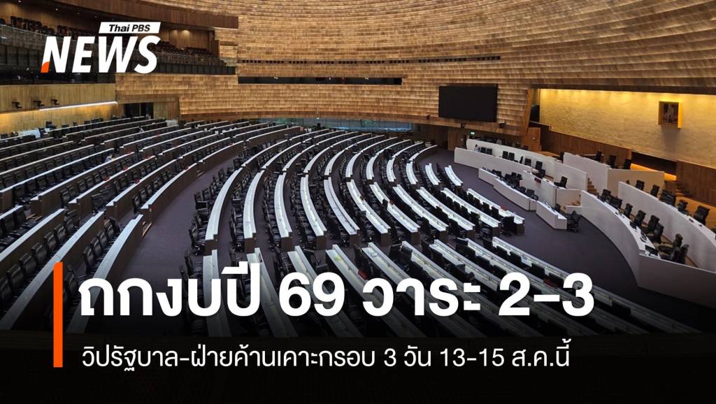 วิปรัฐบาล-ฝ่ายค้านเคาะกรอบถกงบปี 69 วันที่ 13-15 ส.ค.
