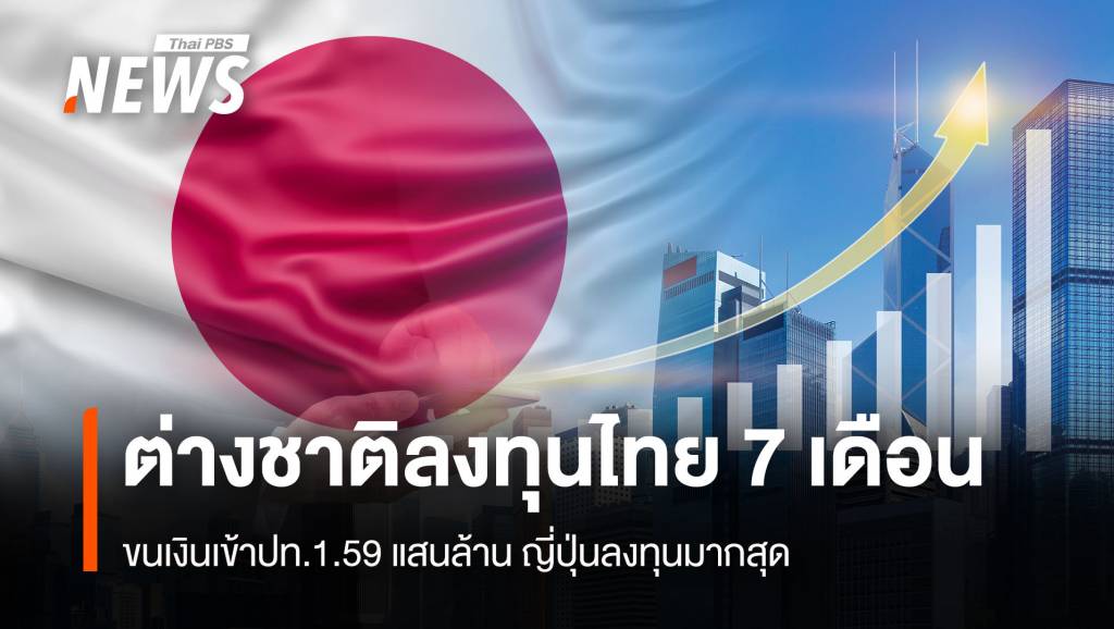 ต่างชาติลงทุนไทย 7 เดือน ขนเงินเข้าปท. 1.59แสนล้าน ญี่ปุ่นลงทุนมากสุด