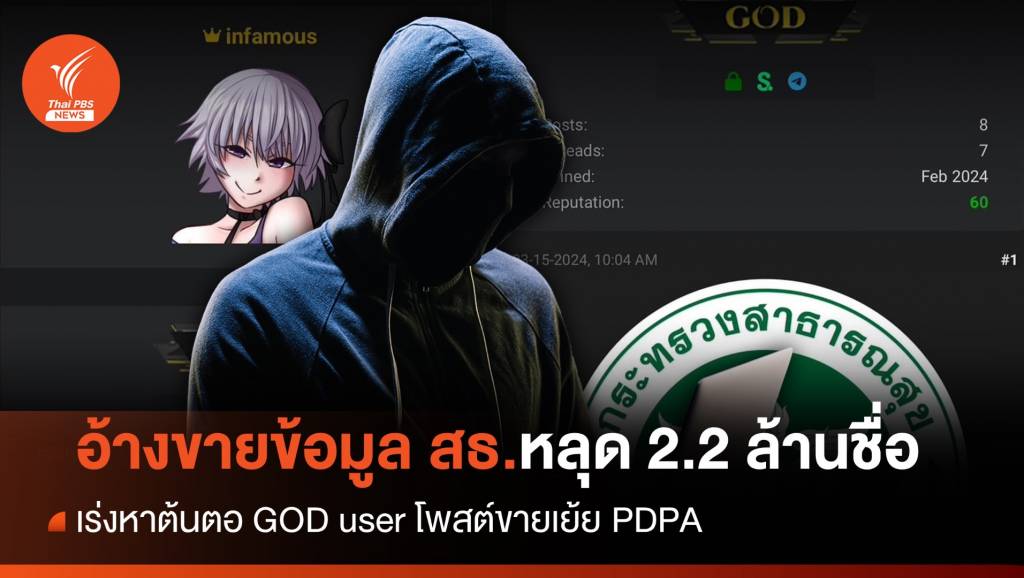 เร่งตรวจสอบ God User อ้างขายข้อมูลสธ หลุด 2 2 ล้านชื่อ Thai Pbs News ข่าวไทยพีบีเอส